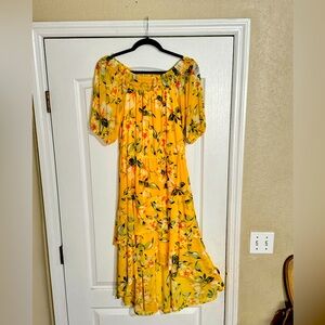 Harlow & Rose short sleeve yellow long dress